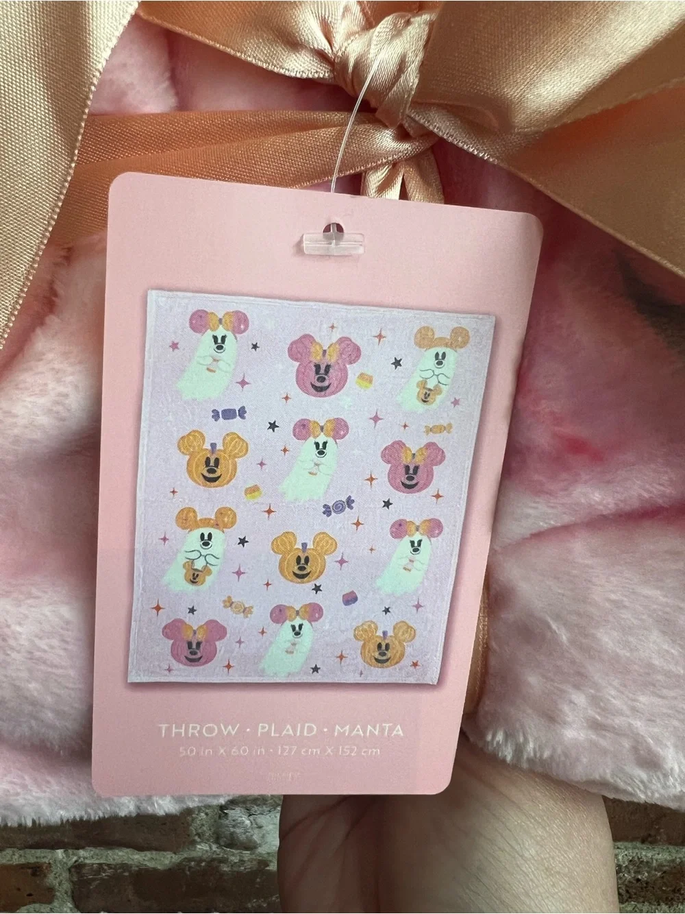Disney Parks Halloween Pastel Cutie Ghost Pumpkin Minnie Plush Throw Blanket